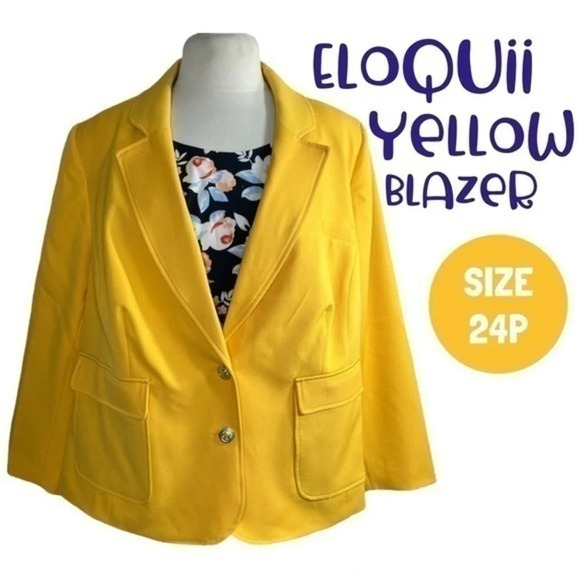 Eloquii yellow blazer size 24 petite - Picture 1 of 9
